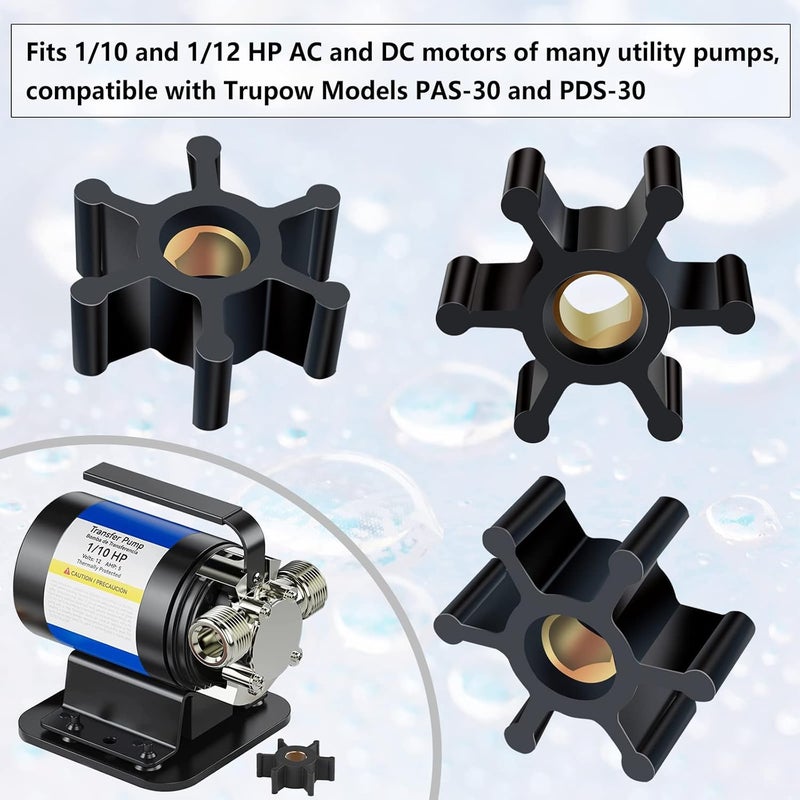 Vanshly 2 Pack Utility Pump Replacement Impeller for Utility Water Transfer Pumps, Water Pump Impeller Compatible with Trupow Model PAS-30 and PDS-30, - Image 3